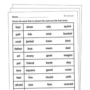 Synonyms Worksheet and Activity with Differentiated Options