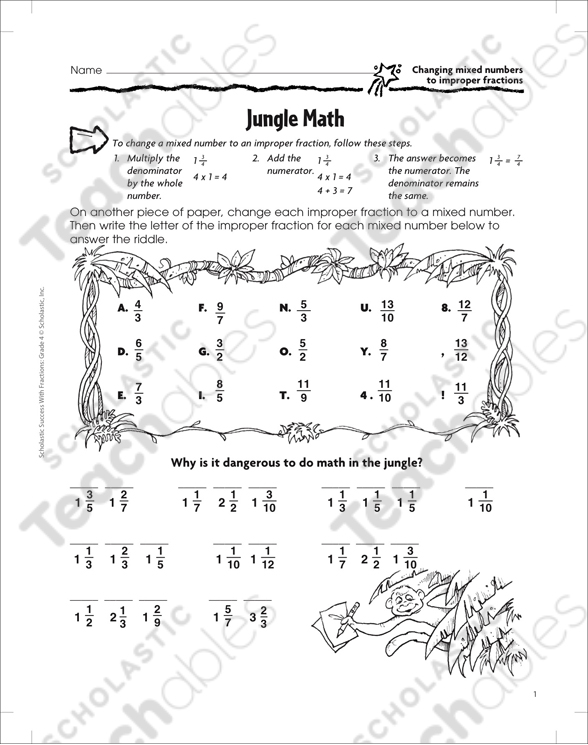 Mixed Numbers and Improper Fractions Grade 5 Collection ...