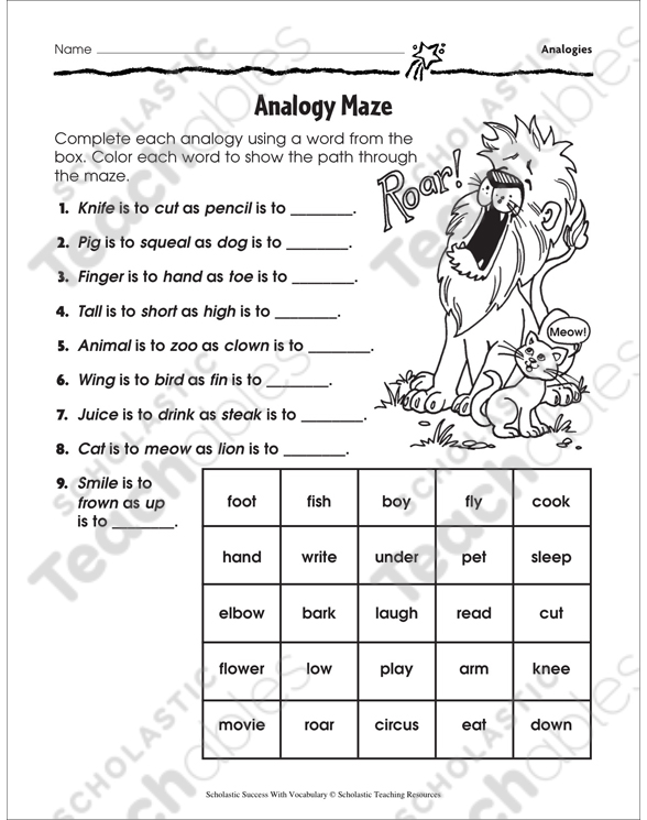 Analogies Grade 4 Collection Printable Differentiation Collections