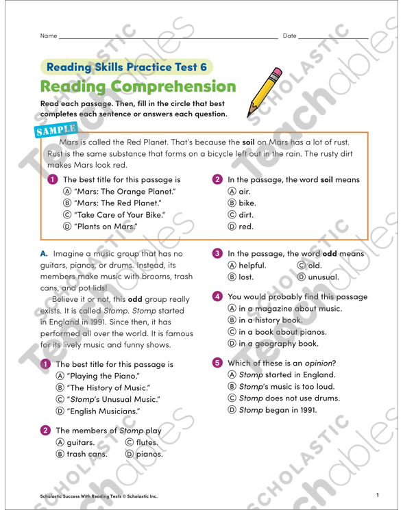 Reading Test Prep Grade 4 Collection Printable Test Prep Tests