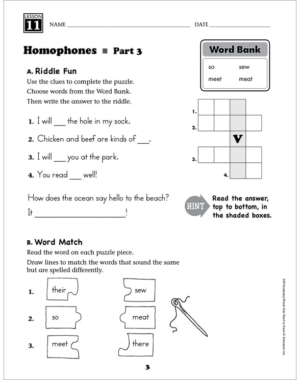 Homophones Grade 1 Collection | Printable Leveled Learning Collections
