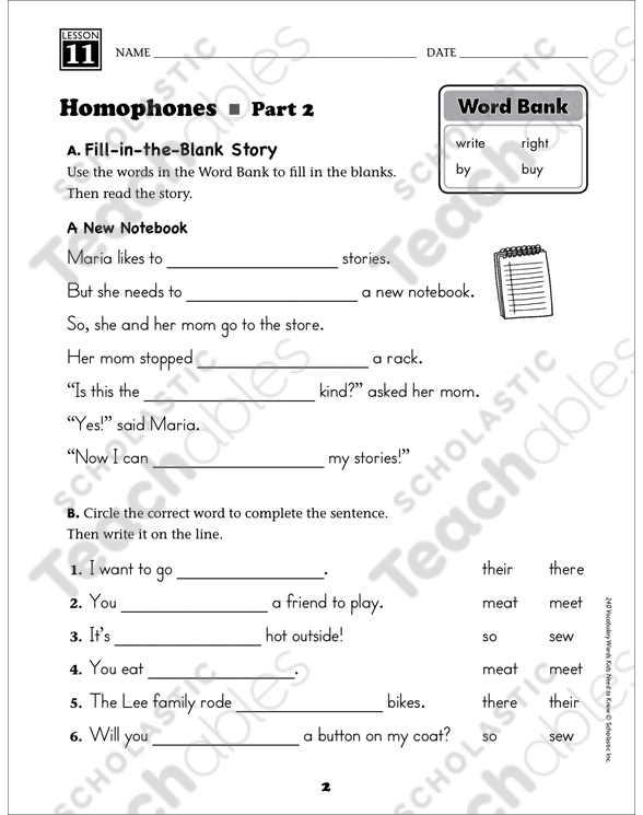 Homophones Grade 2 Collection | Printable Leveled Learning Collections