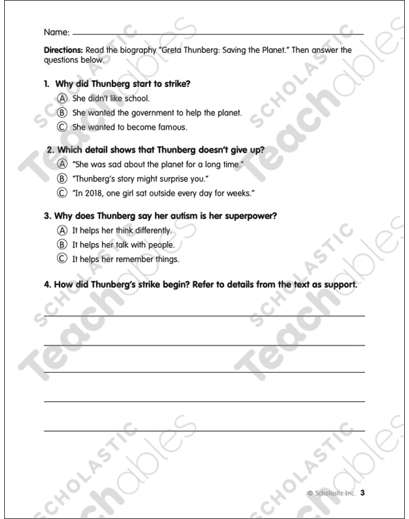 Greta Thunberg: Saving the Planet | Printable Lesson Plans ...