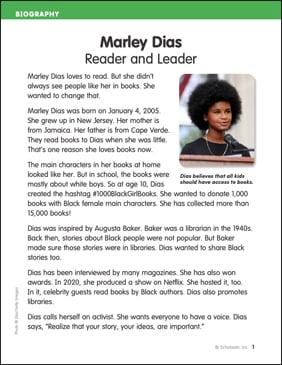 Marley Dias: Reader and Leader
