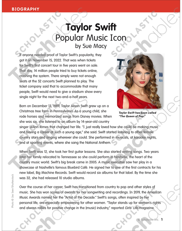 TAYLOR SWIFT Word Search Puzzle Worksheet Activity by Puzzles to Print