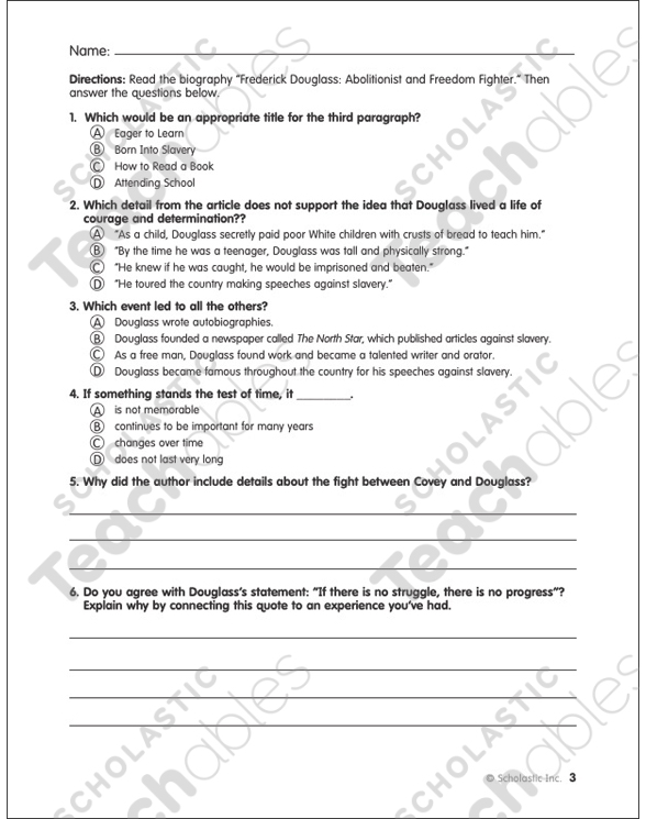 frederick douglass reading comprehension pdf