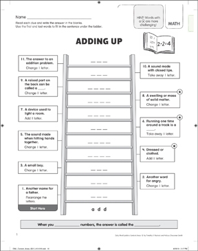 Adding Up: Content Area Word Ladder