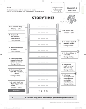 Storytime Content Area Word Ladder