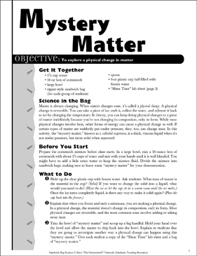 Mystery Matter: Sandwich Bag Science Activity
