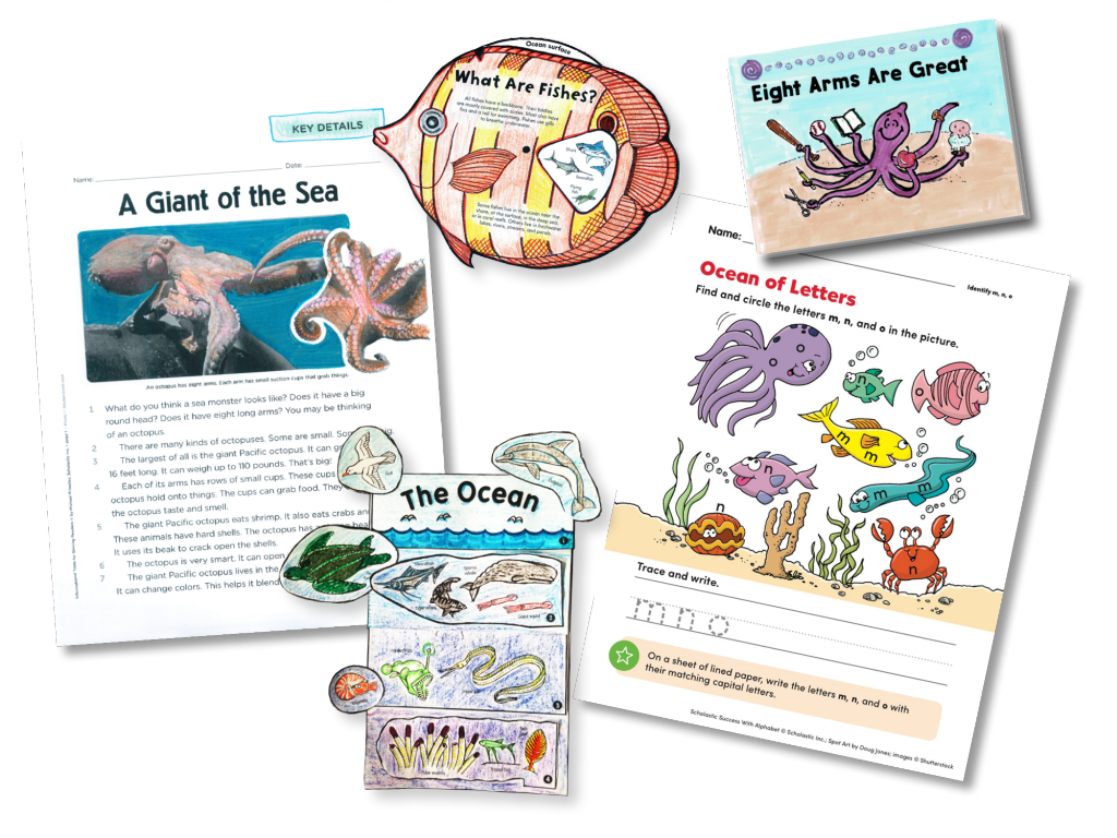 Image of printables about fish and marine life