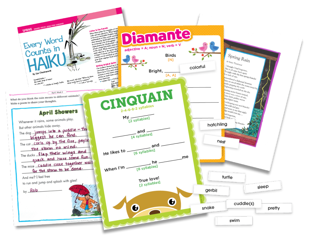 Image of poems, songs, mini-lessons, and writing frames