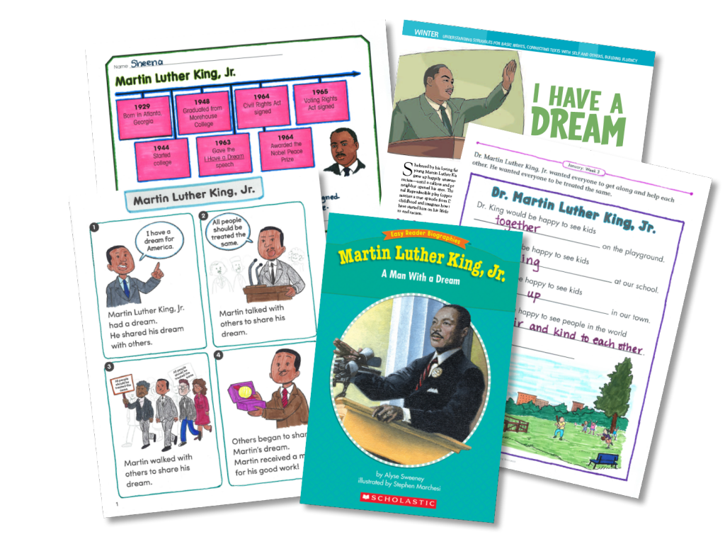 Image of printable worksheets and minibooks about MLK, Jr.